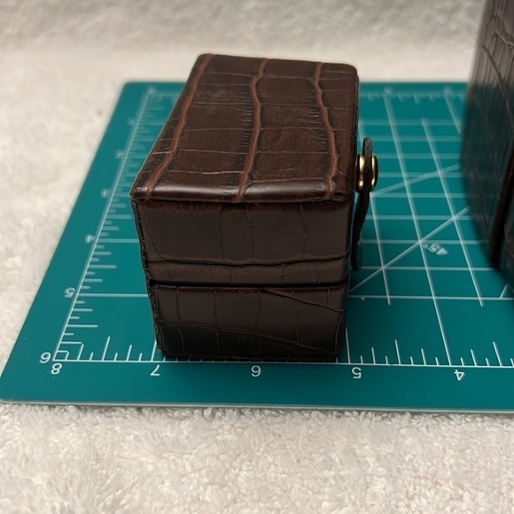 Faux Alligator Skin Portable Travel Jewelry Box Holder Organizer 2 piece - Picture 11 of 12